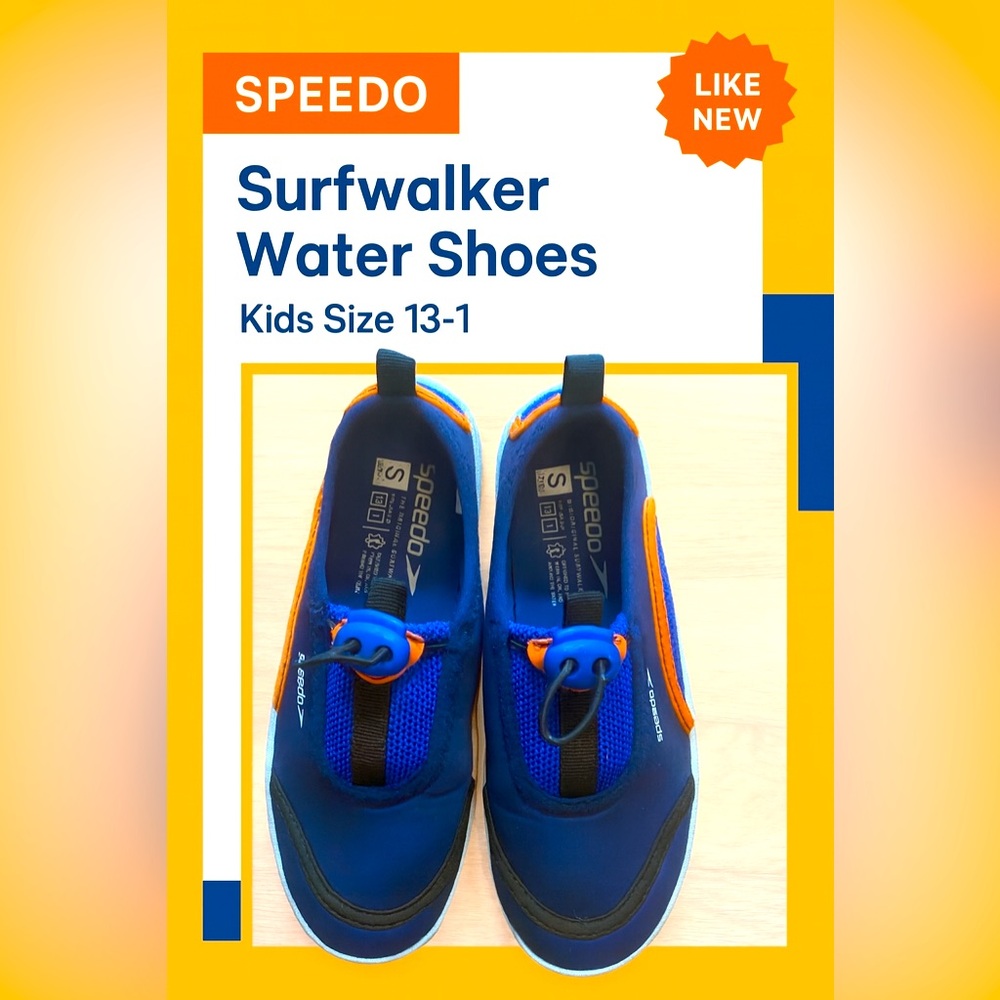 Speedo Junior Surfwalker Water Shoes | Size S (13–1) | Blue Orange Quick Dry